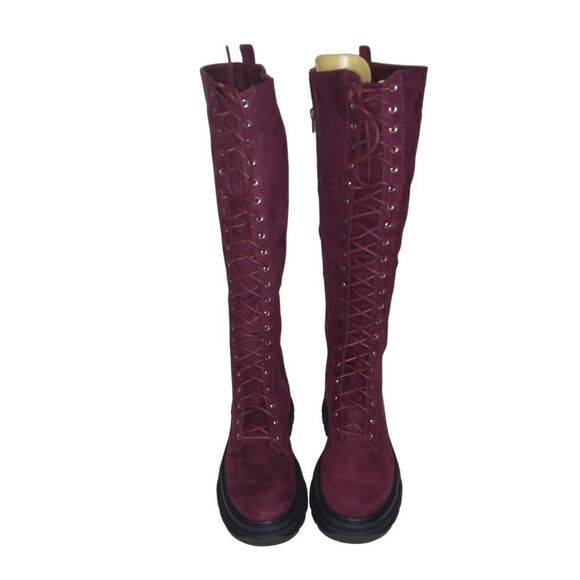 Just Fab Maxwell Cordovan Tall Womens NEW w/Box Platform Combat Boots- sz. 6 1/2 - Picture 6 of 8